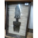 FRAMED AFRICAN COMB AND 3 OTHER PIECES