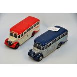 2 X UNBOXED CORGI BEDFORD COACHES 1 WALLACE ARNOLD LEEDS RED/WHITE AND THE OTHER SILVER SERVICE