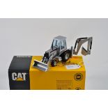 NZG MODEL 2851 CATERPILLAR 428B SILVER COLOUR BACKHOE LOADER SCALE 1:50 VGC