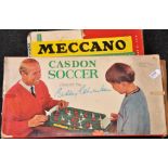 CASDON SOCCER PLAYED BY BOBBY CHARLTON GAME WITH ORIGINAL BOX SOME DAMAGE TO BOX G/C