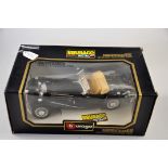 BBURAGO MODELS MERCEDES BENZ 500K ROADSTER 1936 DIE CAST METAL WITH PLASTIC PARTS WITH BOX VGC