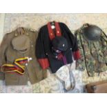3 MILITARY HATS AND A BELT PLUS JACKETS AND 2 OTHERS