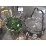 3 RETRO GLASS BOWLS ON STANDS