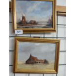 2X OIL ON BOARD - NORFOLK LANDSCAPE - MARGARET COLEMAN