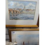 WATERCOLOURS OF SAIL BOATS AND BRIDGE SCENE PRINT