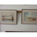 2 PAINTINGS OF BOATING SCENES 39 X 32 CMS