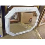 WHITE PAINTED HEXAGONAL MIRROR 72 CM X 60 CM