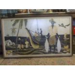 LARGE PRINT OF AFRICAN FISHING SCENE 146 X 86 CMS