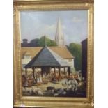 OIL ON CANVAS OF THE MARKET PLACE, UPPINGTON,