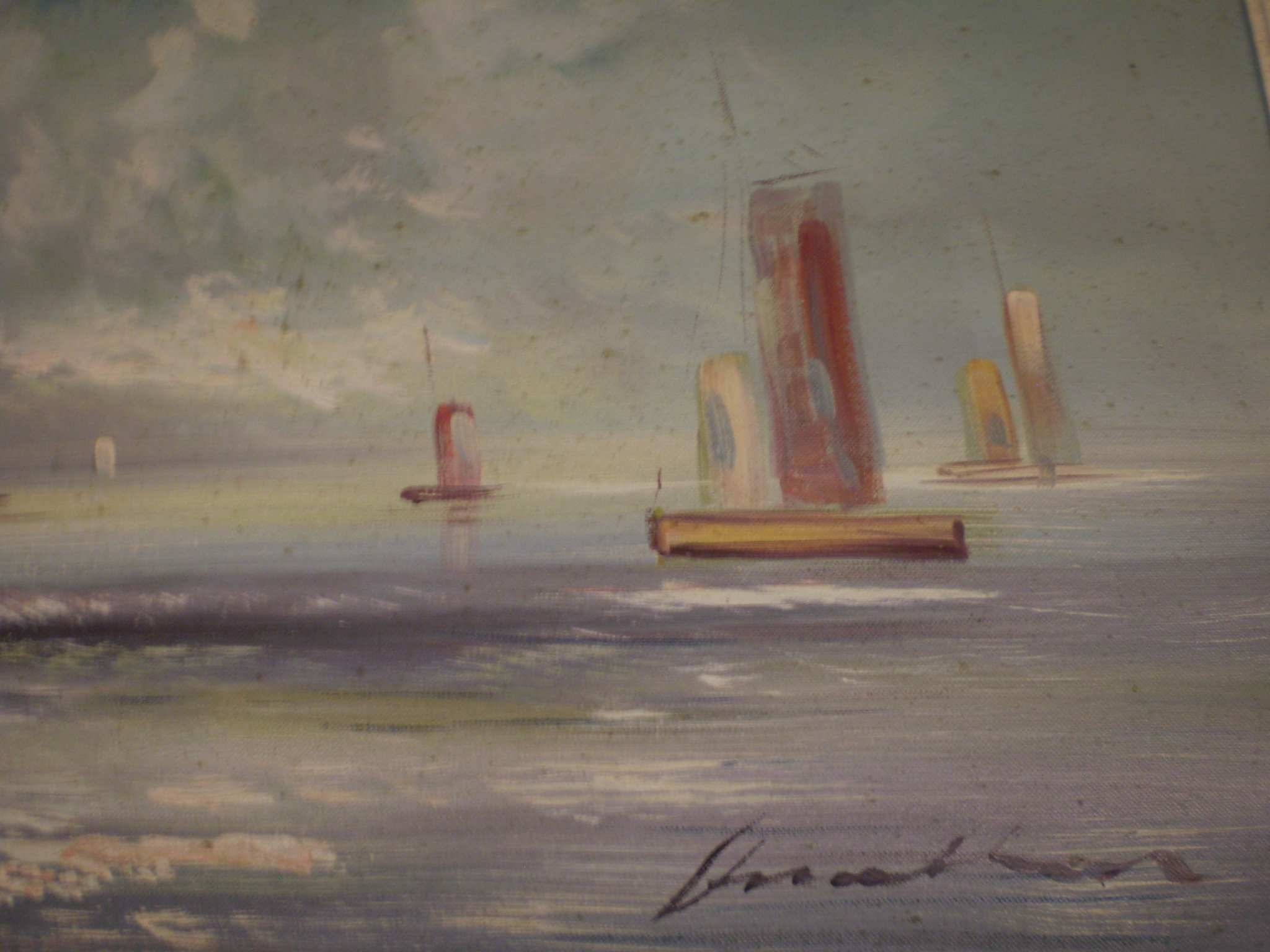 OIL ON CANVAS SAILING BOATS - Image 2 of 2