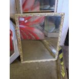 OBLONG WHITE AND GILT FRAMED MIRROR (46 X 62 CM)