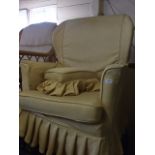 WING BACK ARMCHAIR AND FOOTSTOOL