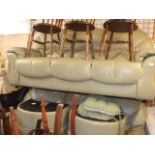 2 GREEN 3 SEATER SOFA AND FOOTSTOOL