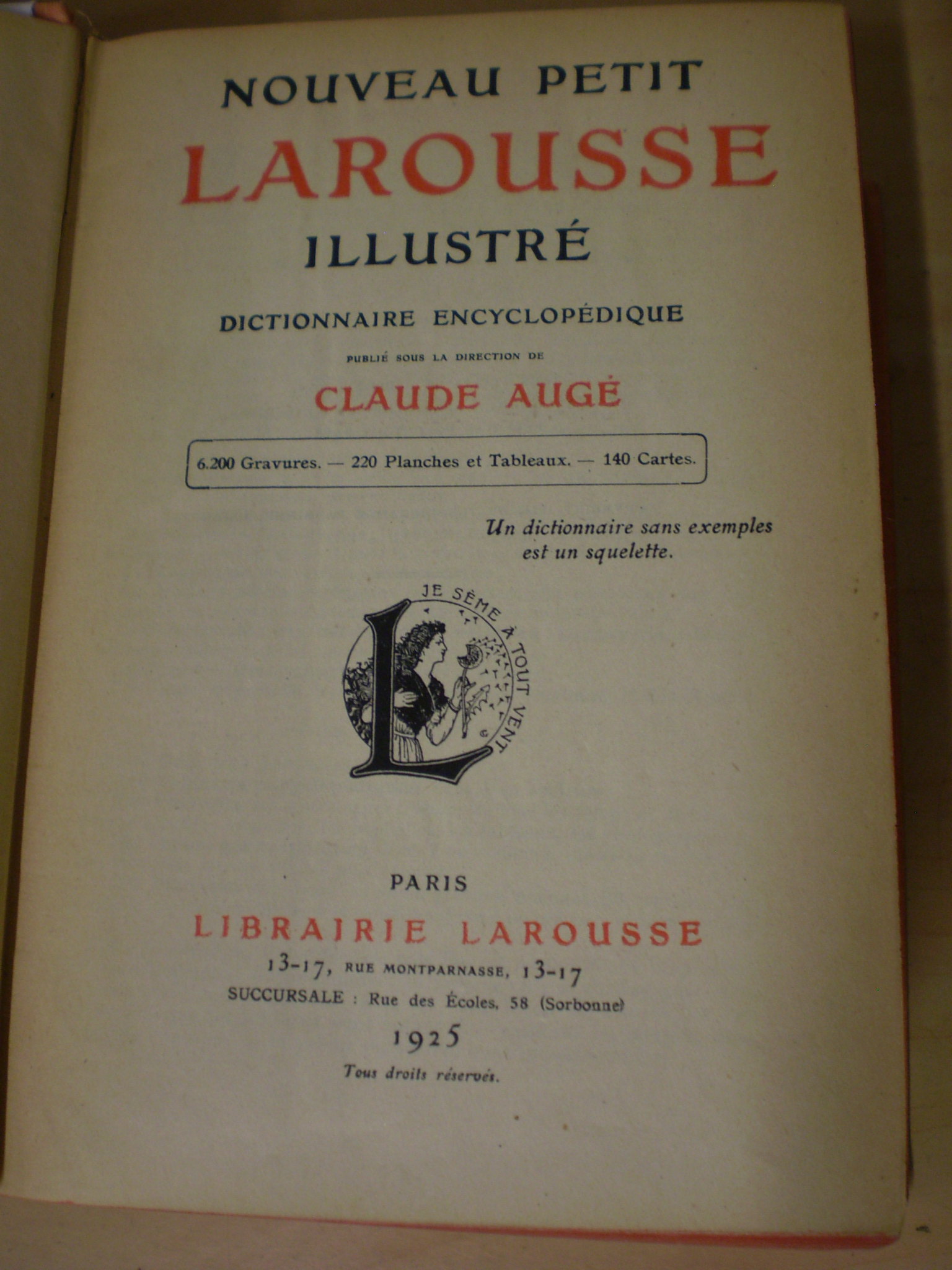 BOOK - NOUVEAU PETIT LA ROUSSE ILLISTRE (1925) - Image 2 of 3