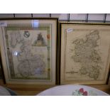 2 HAND COLOURED PRINTS OF LANCASHIRE AND BUCKINGHAMSHIRE FROM ORIGINALS OF 1836 AND 1809 (28 X 34