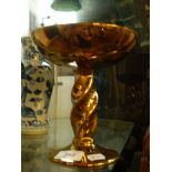 BESWICK COPPER EFFECT CHALICE WITH TWIST STEM