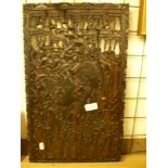 CARVED WOODEN (WALL HANGING) WITH PANEL ORIENTAL THEME (35 X 55 CM)