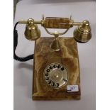 VINTAGE ONYX AND BRASS TELEPHONE
