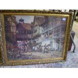PRINT OF TOWN LIFE FROM DAYS GONE BY (84 X 66 CM)