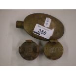 2 METAL PETROL CAN SCREW CAPS, ONE BRASS,