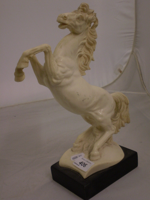 RESIN SCULPTURE OF HORSE SIGNED A.