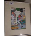 PRINT OF CARTOON OF FUNNY CRICKET SCENARIO (25 X 35 CM)