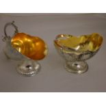 SILVER PLATED MINIATURE COAL SCUTTLE AND DISH (10 CM TALL)