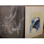 ONE WATER COLOUR BY HEATHER GRAY-NEWTON PLUS ONE OTHER UNSIGNED OIL ON BOARD