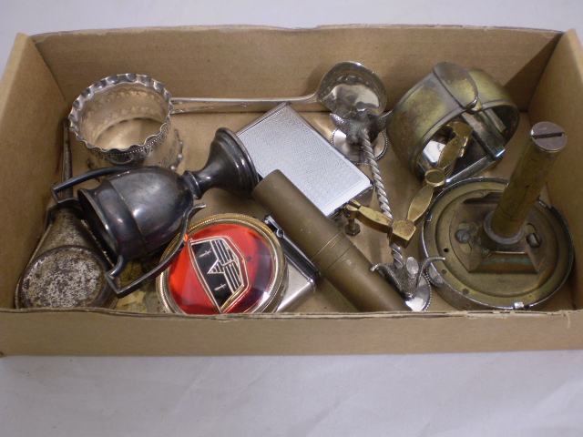 BOX OF MISC ITEMS INC PLATED TROPHY,