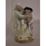 MEISSEN (SEE PIC) FIGURE OF AN OLD CLOAKED MAN AND A YOUNG MAN