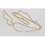 Long 18ct gold, engraved tab link necklace