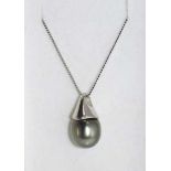 Boxed Tahitian pearl on silver chain