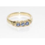 9ct yellow gold, sapphire and diamond ring