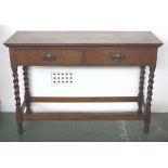 Oak 2 drawer side table