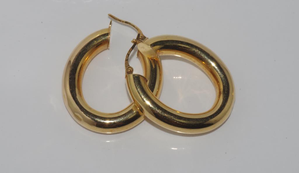 Large 9ct yellow gold hoop earrings - Image 2 of 3