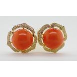 18ct yellow gold and coral earrings