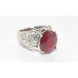 14ct white gold, ruby & diamond ring