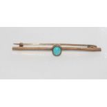 Vintage 9ct rose gold and turquoise brooch