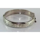 Hallmarked silver engraved and hinged bangle