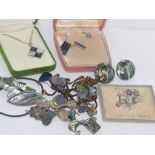 Various paua shell jewellery including silver