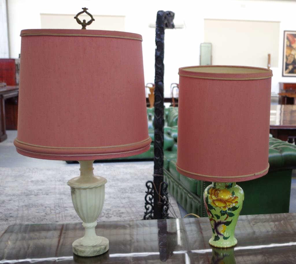 Two electric lamps: Maling and alabaster
