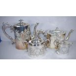 Victorian four piece silver plate tea/coffee set