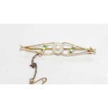 9ct gold, turquoise and pearl brooch