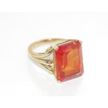 9ct yellow gold, orange sapphire ring