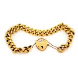 Hallmarked 15ct yellow gold bracelet, heart lock