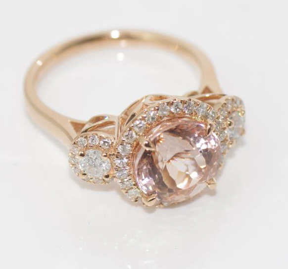 18ct rose gold, Morganite and diamond ring - Image 2 of 2