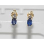 Delicate 14ct yellow gold, sapphire& diamond studs