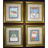 Four Indian framed Kama Sutra prints