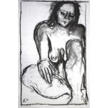 Kate Landsberry Seated Nude framed charcoal