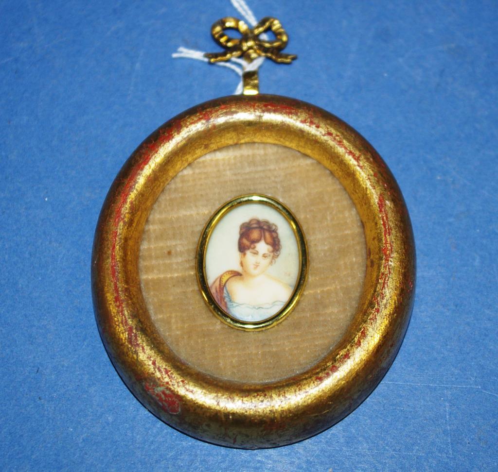 Vintage handpainted portrait miniature